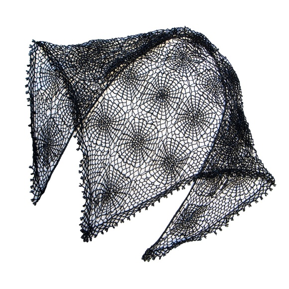 Vintage Spider Web Beaded Shawl/ Veil - Picture 4 of 10